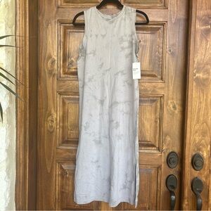 Old Navy Tan Tie-Dye Sheath Midi Sleeveless Crew Neck Dress XS